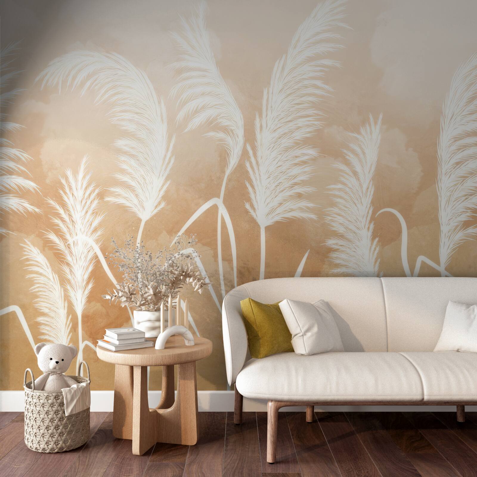 Papier peint feuilles blanches flottant dans le vent