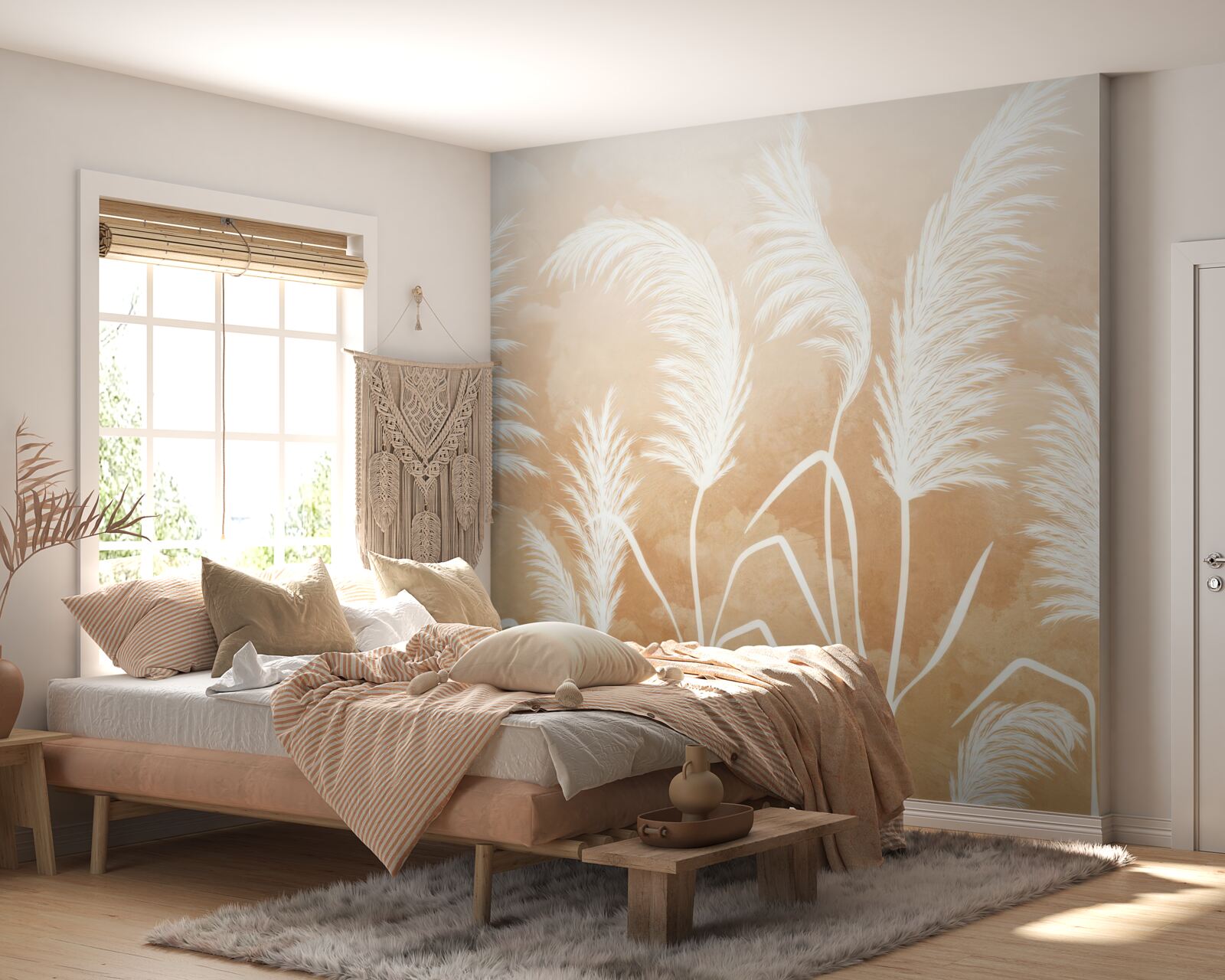 Papier peint feuilles blanches flottant dans le vent