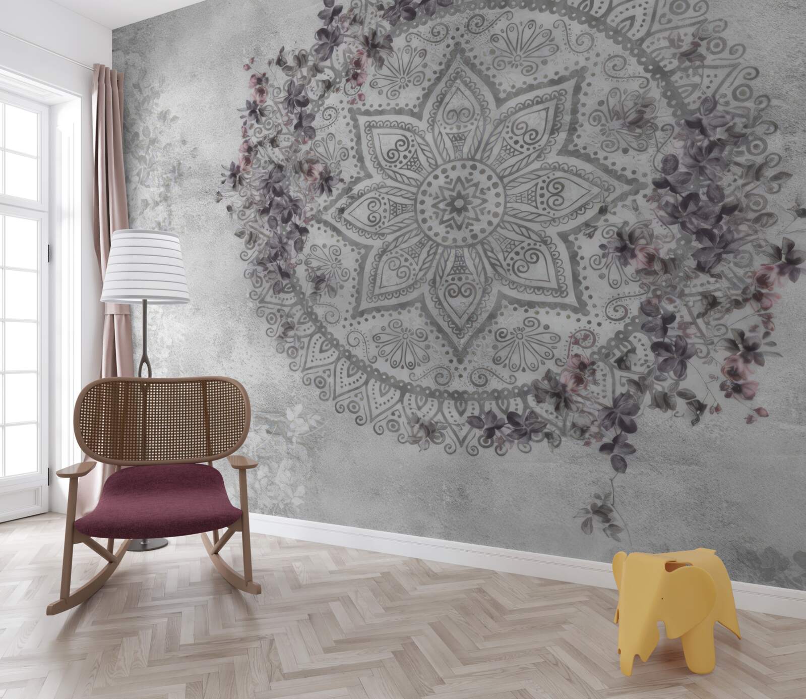 Papier peint belle image parmi les fleurs