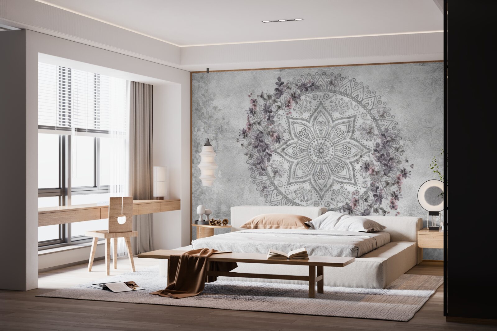 Papier peint belle image parmi les fleurs