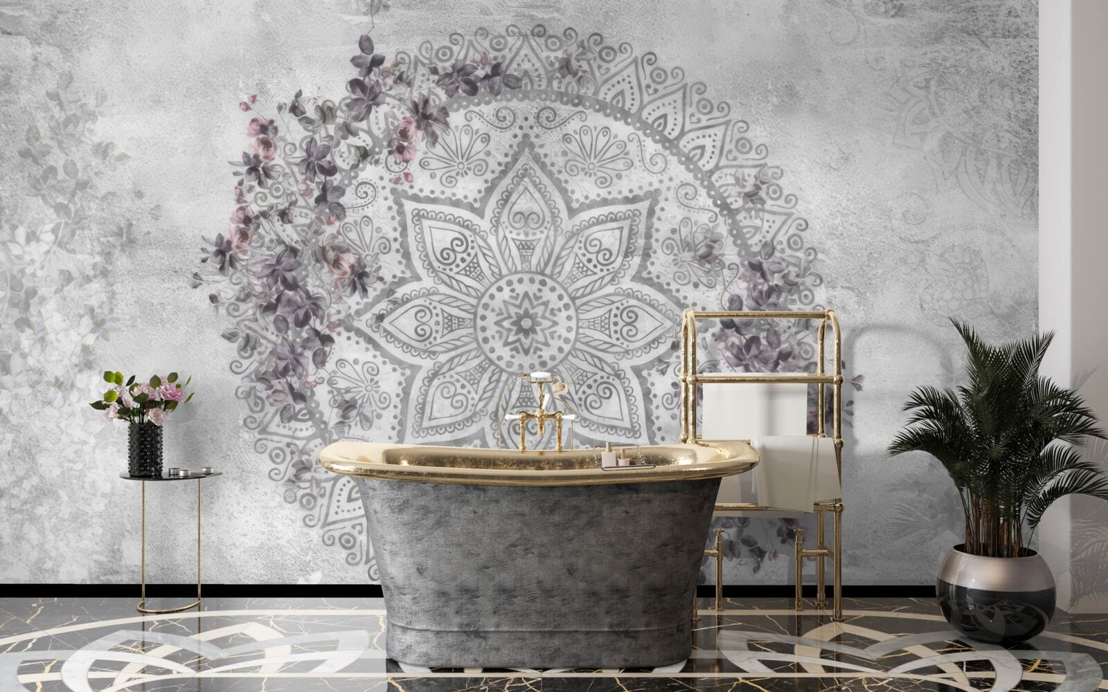 Papier peint belle image parmi les fleurs