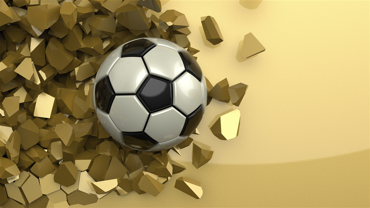 Papier peint Objets et football en 3D