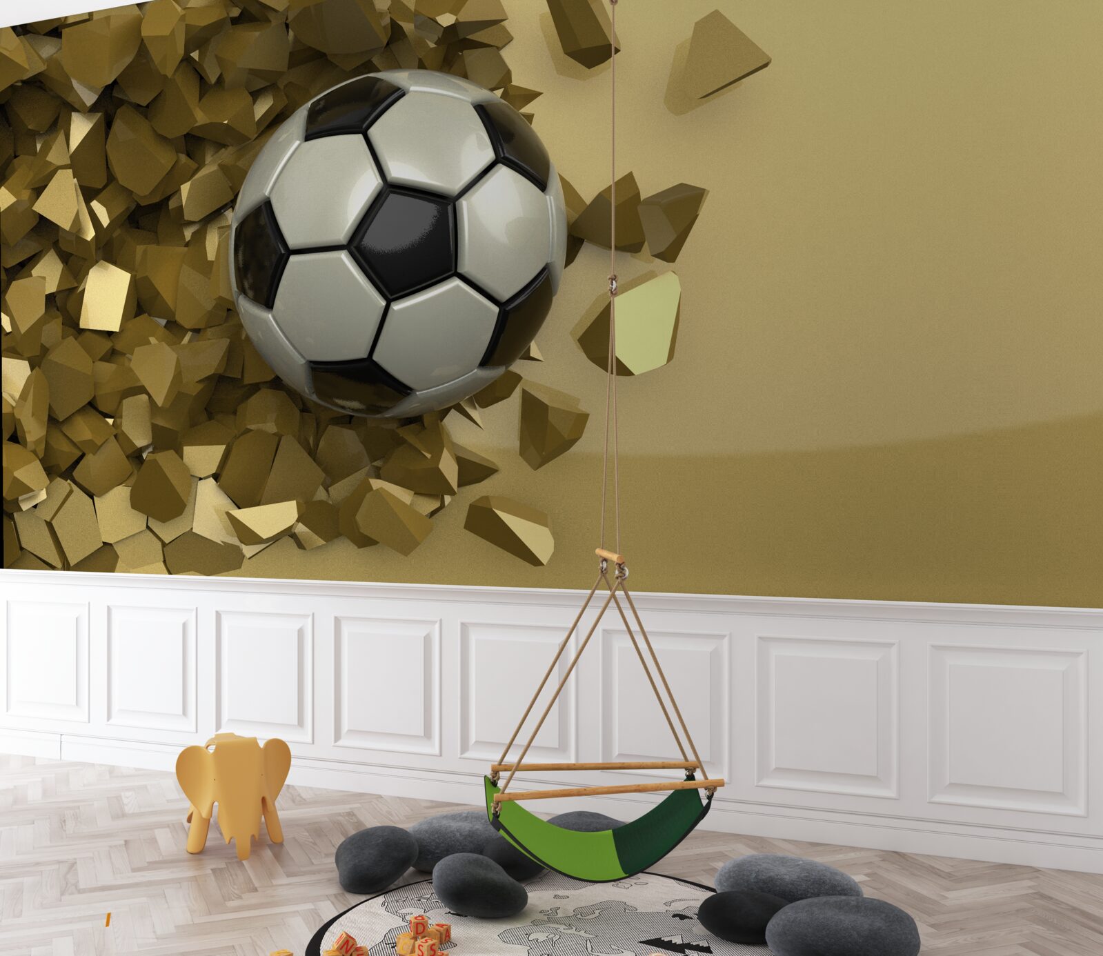 Papier peint Objets et football en 3D