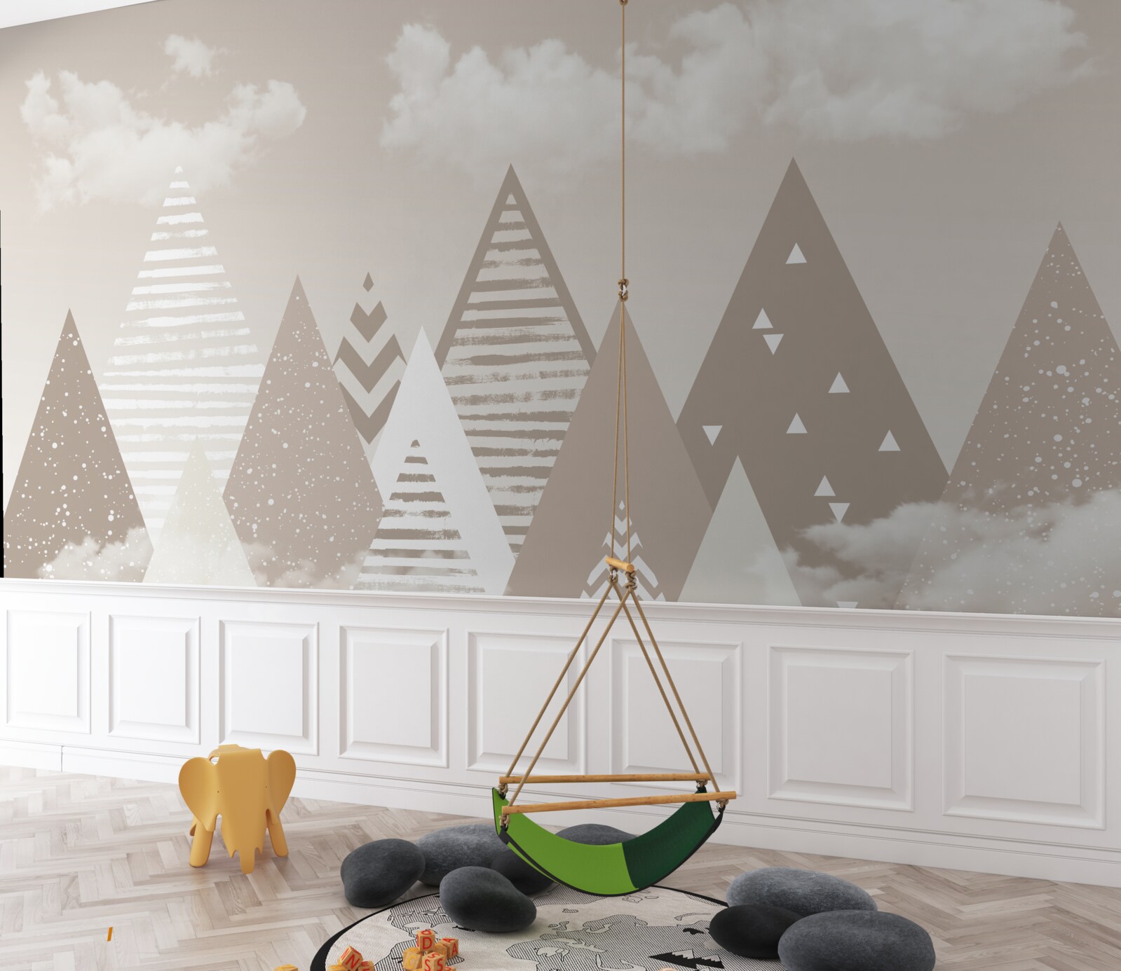 Papier peint montagnes de nuages en abstraction