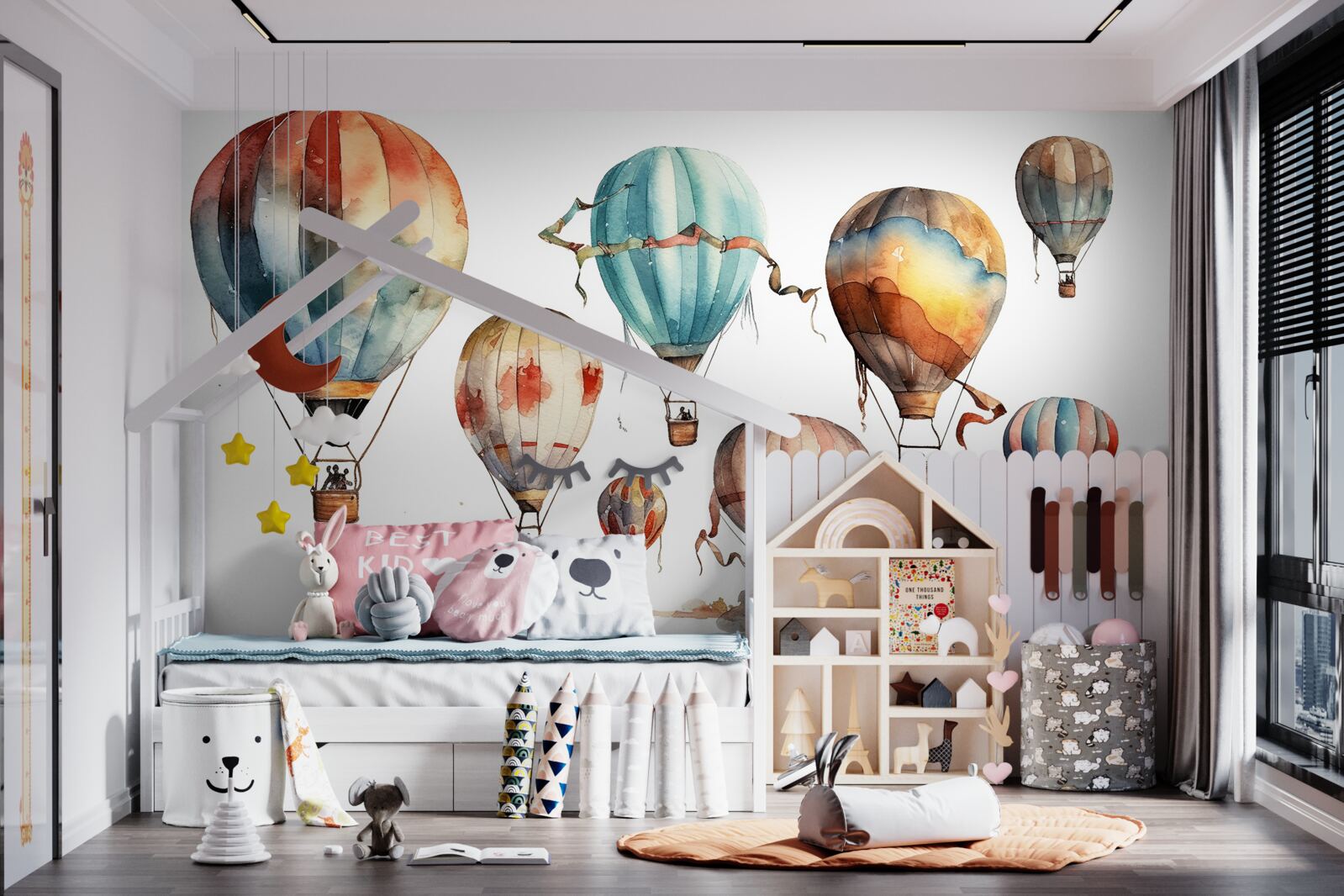 Papier peint un spectacle de montgolfières a lieu au-dessus de la ville