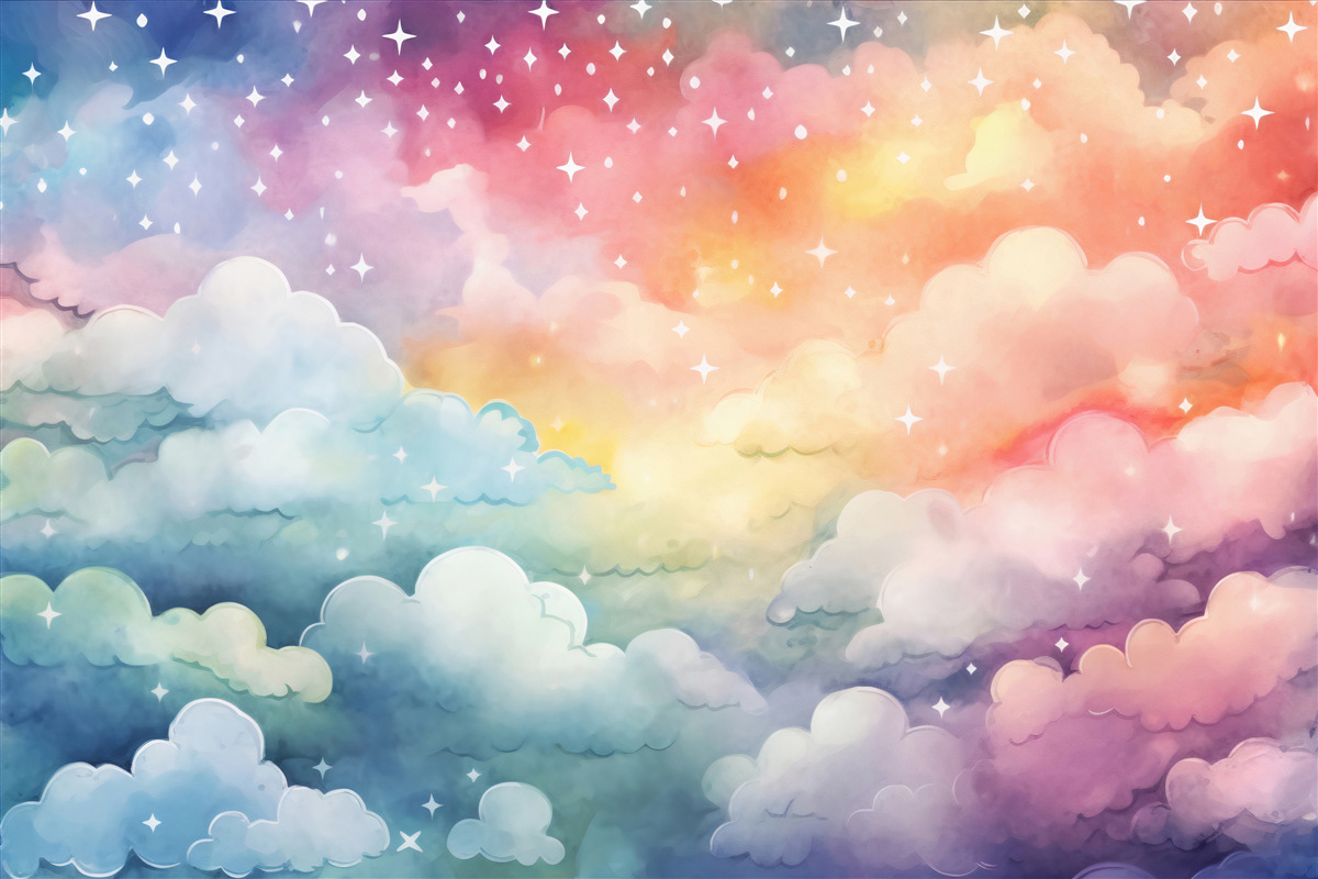 Papier peint des nuages brillants de toutes les couleurs dans le ciel