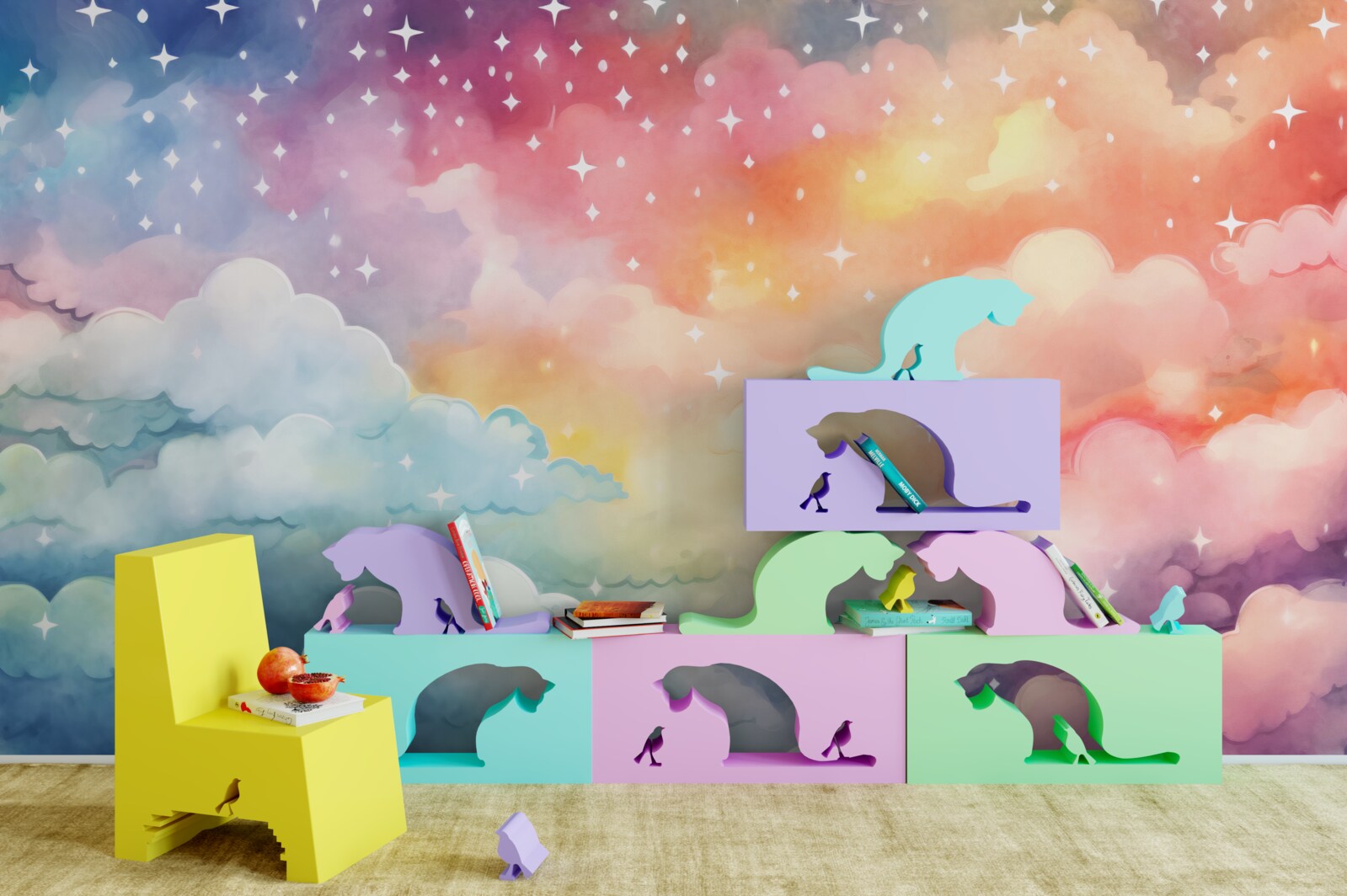 Papier peint des nuages brillants de toutes les couleurs dans le ciel