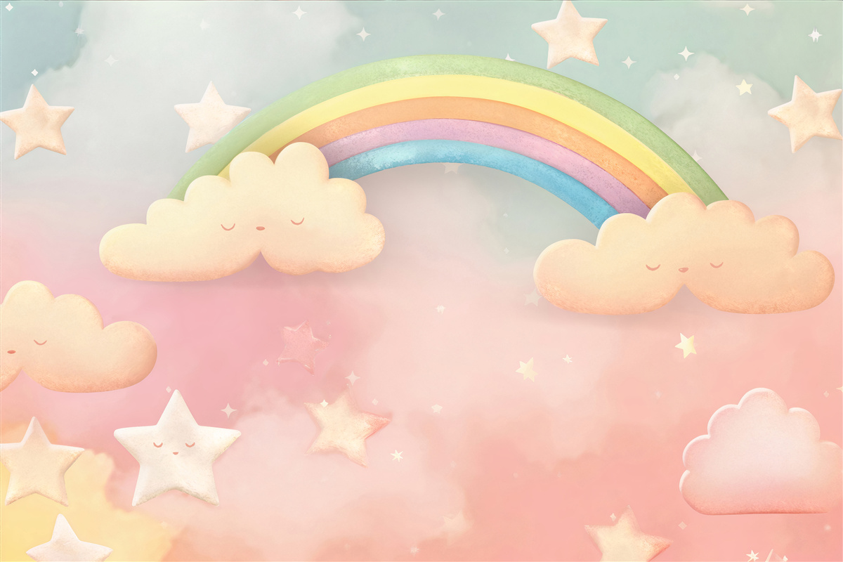 Papier peint un immense arc-en-ciel dans un ciel étoilé