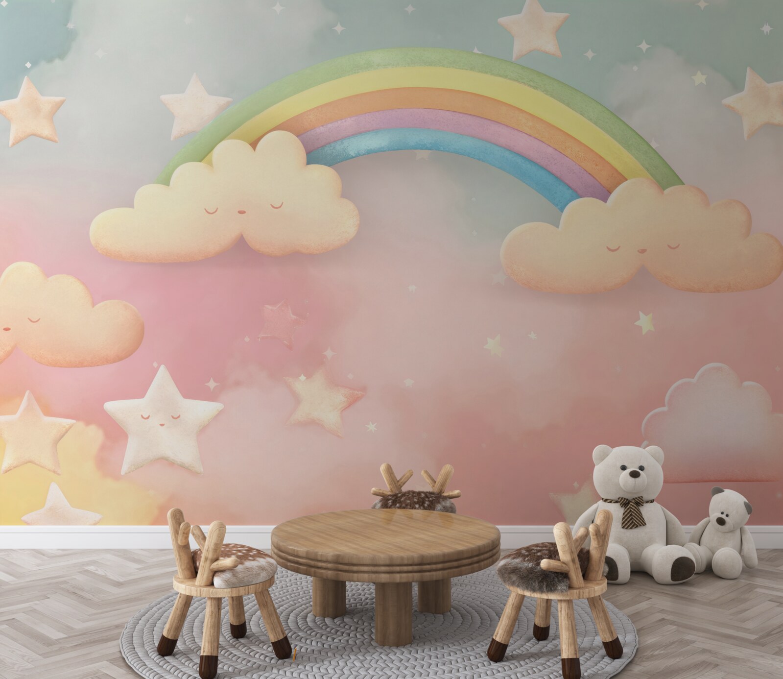 Papier peint un immense arc-en-ciel dans un ciel étoilé