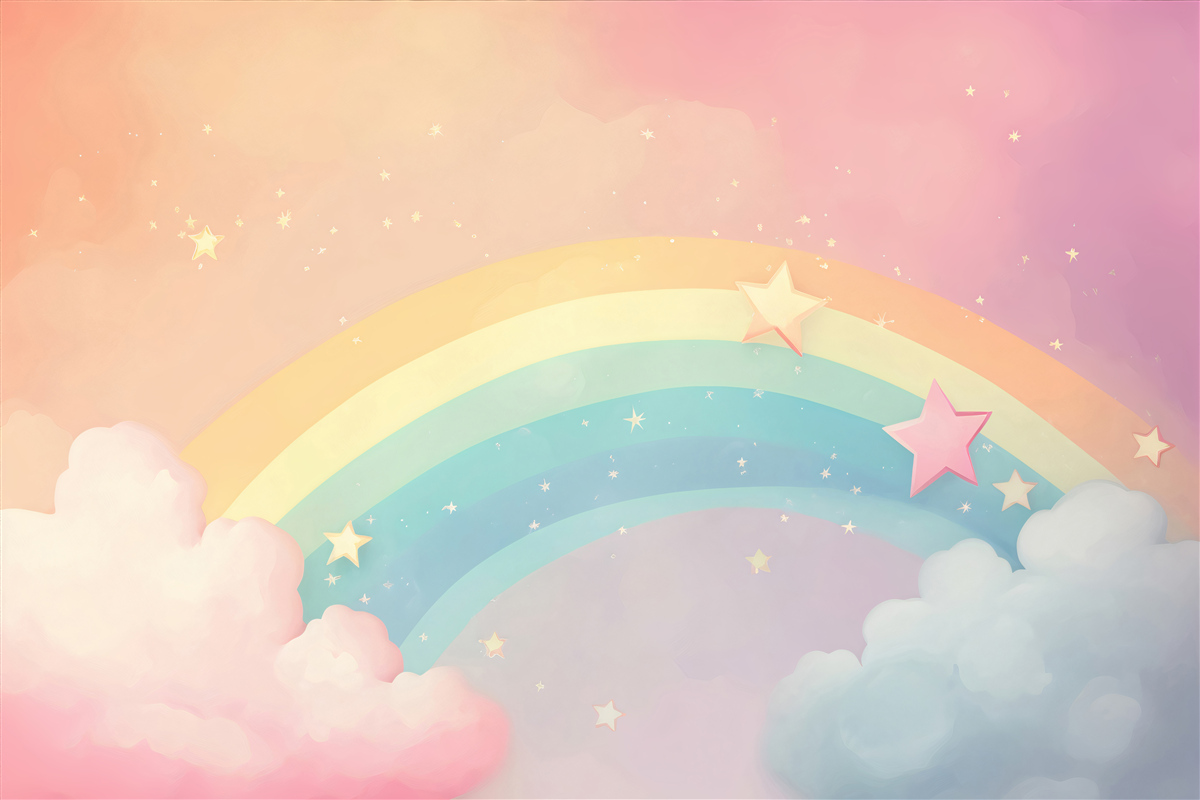 Papier peint un arc-en-ciel scintillant parmi les nuages