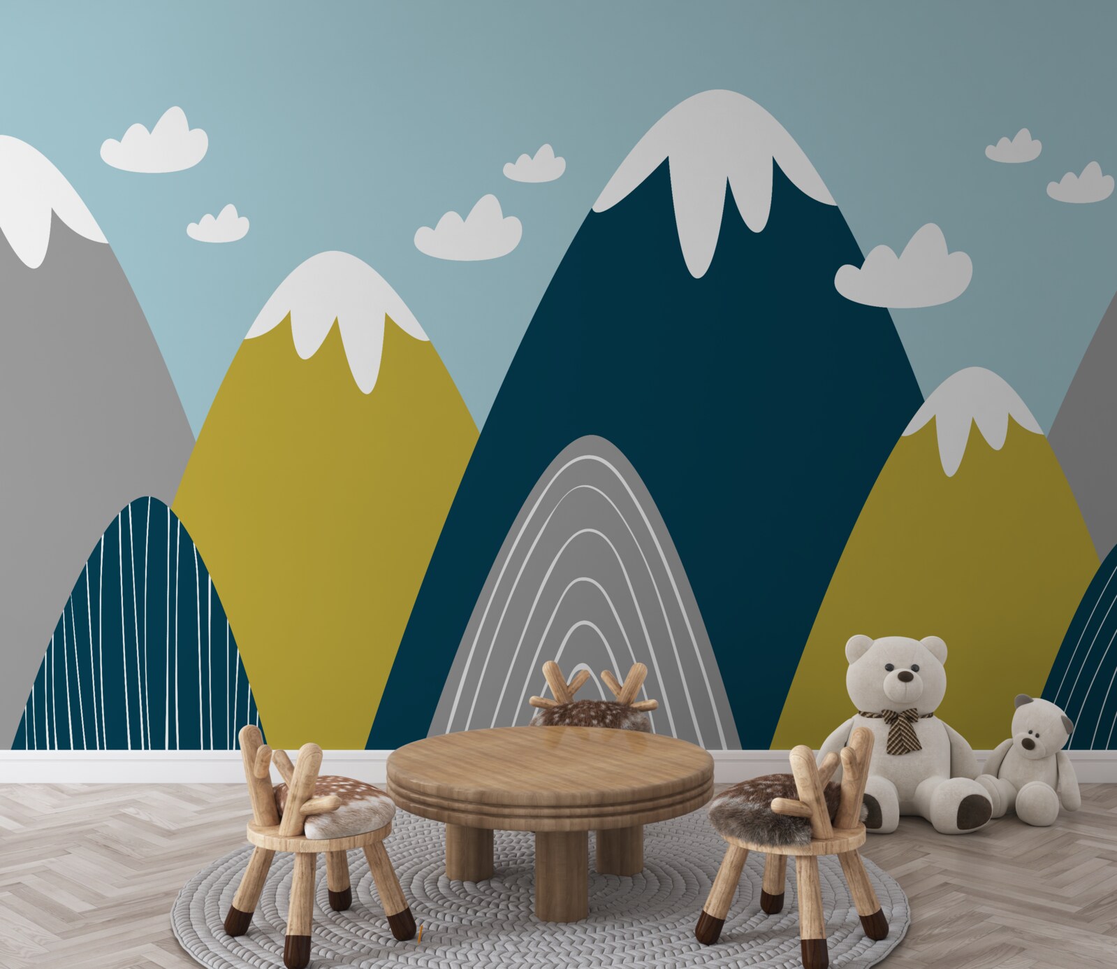 Papier peint pics montagneux couverts de neige