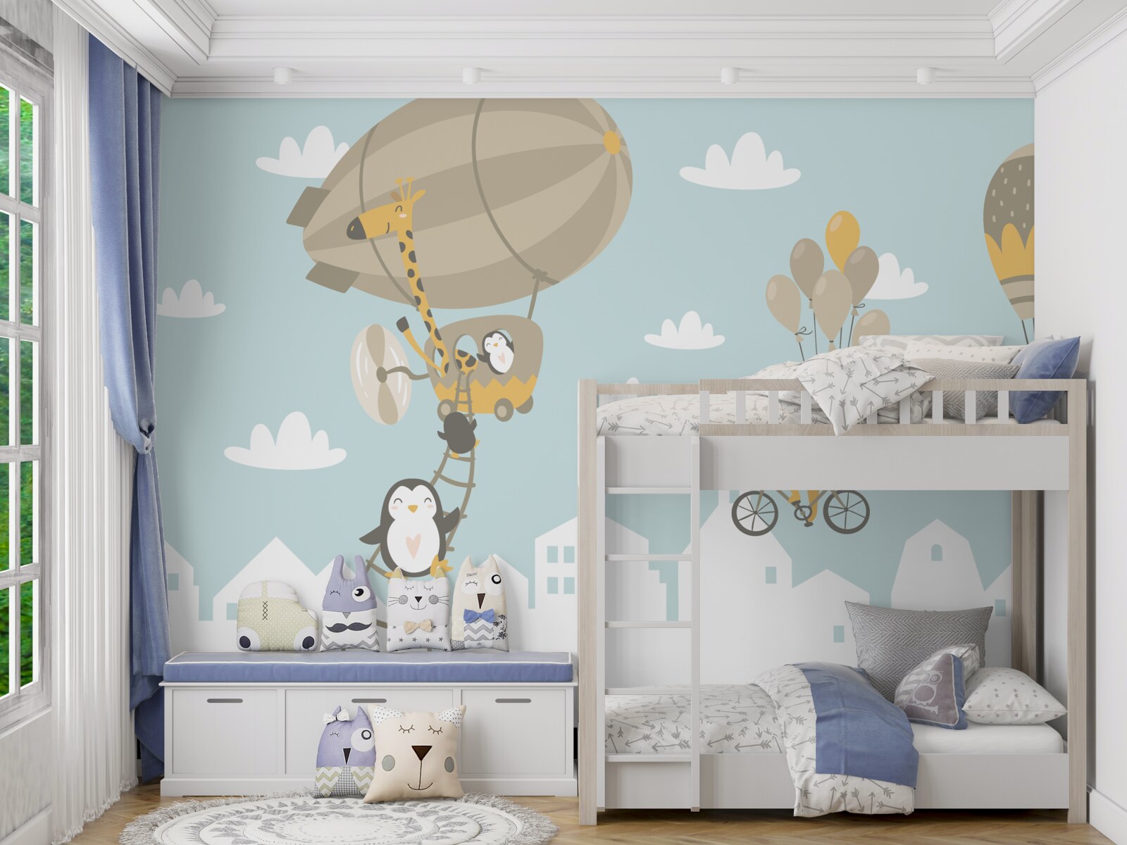 Papier peint pendant le transport, les animaux explorent l'espace aérien