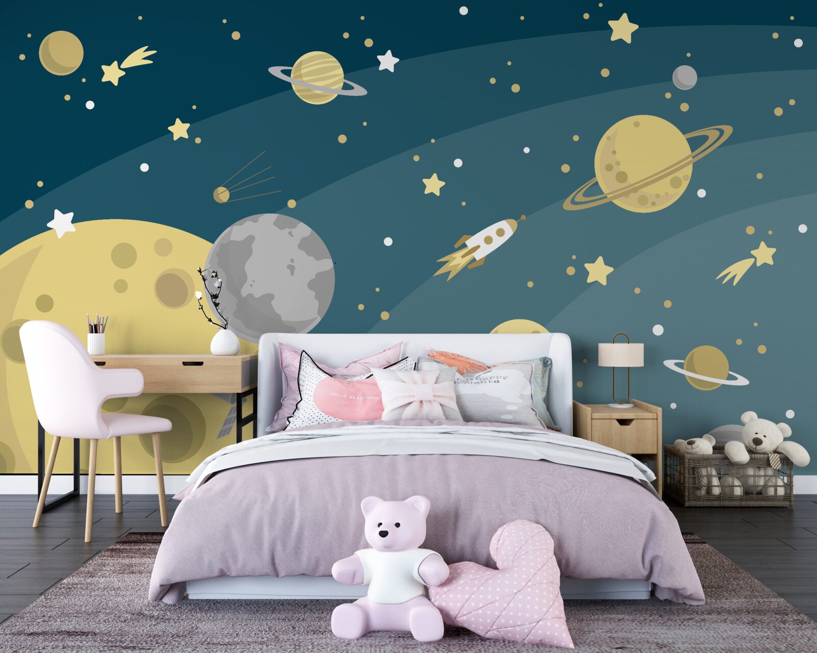 Papier peint étoiles et planètes dans l'espace