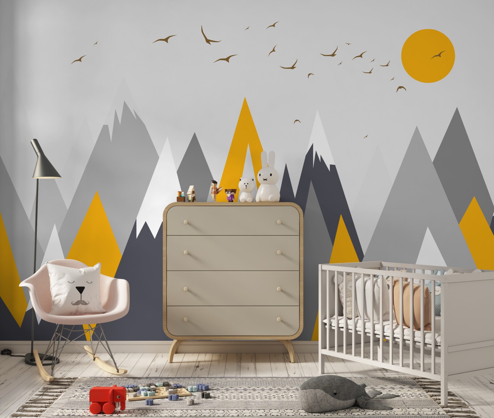 Papier peint La lumière du soleil inonde les sommets des montagnes