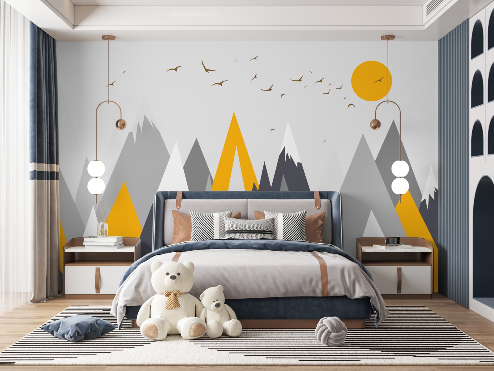 Papier peint La lumière du soleil inonde les sommets des montagnes