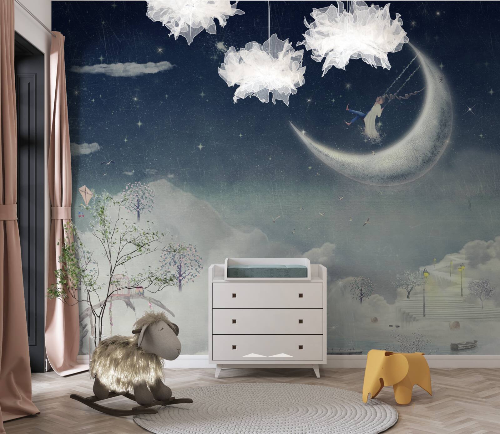 Papier peint promenade nocturne au clair de lune