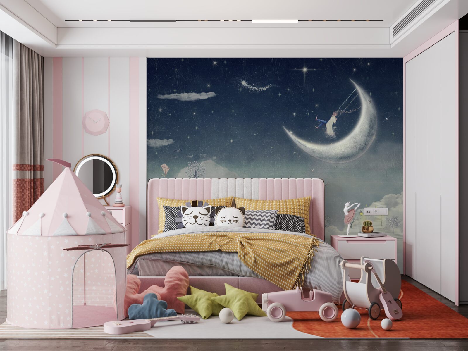 Papier peint promenade nocturne au clair de lune