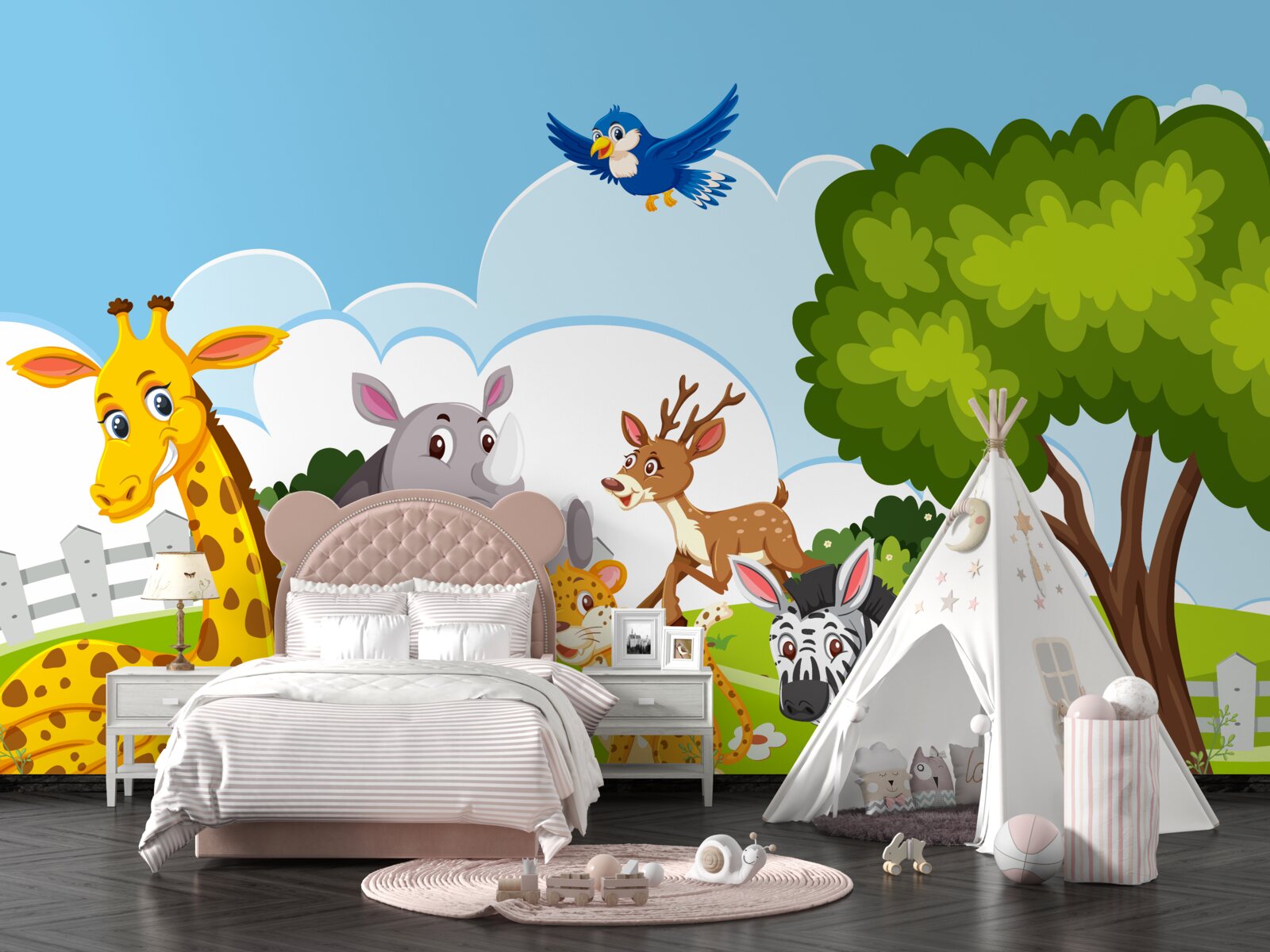 Papier peint une jeune entreprise se détend sur la pelouse