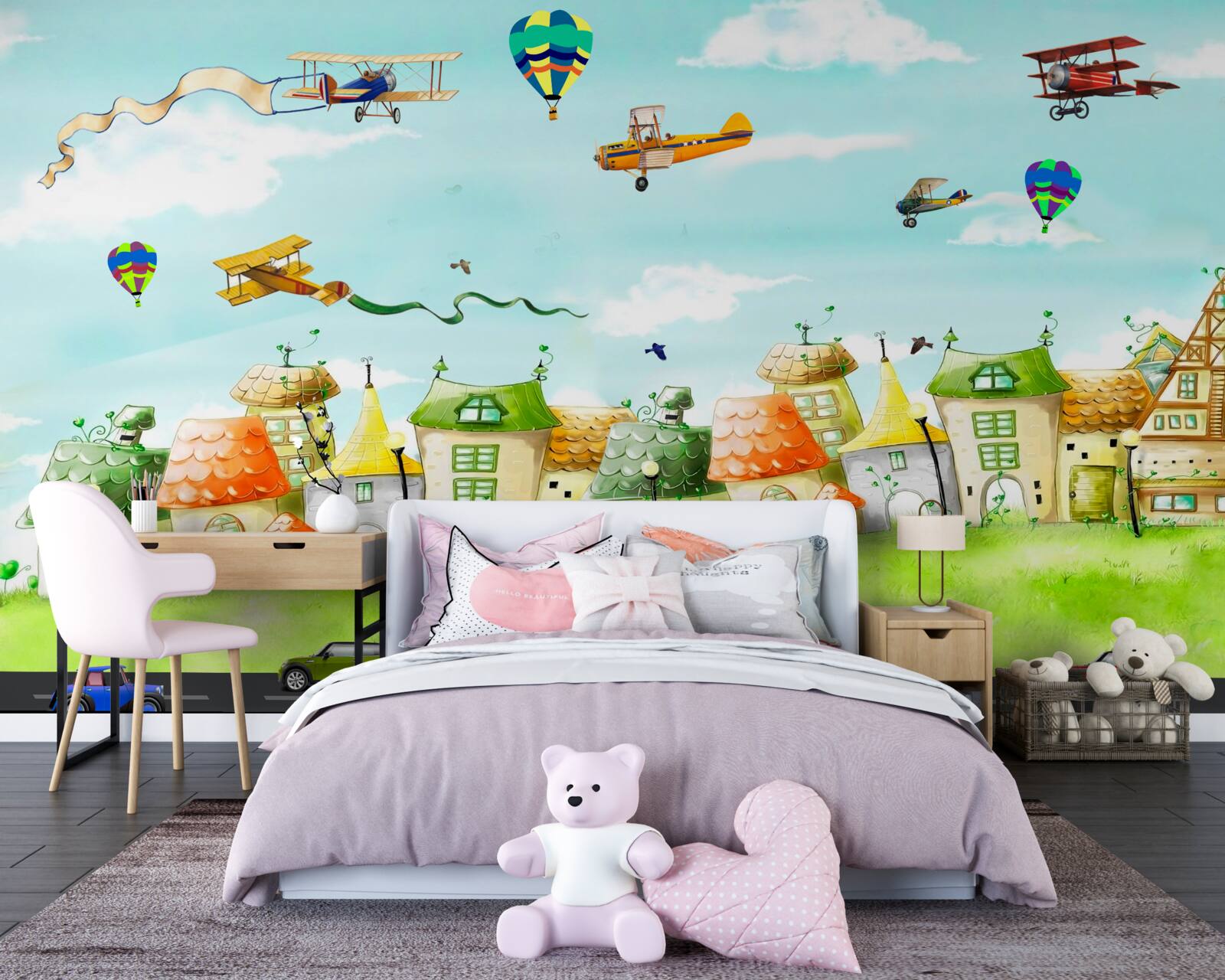 Papier peint les voitures sur l'autoroute et les avions