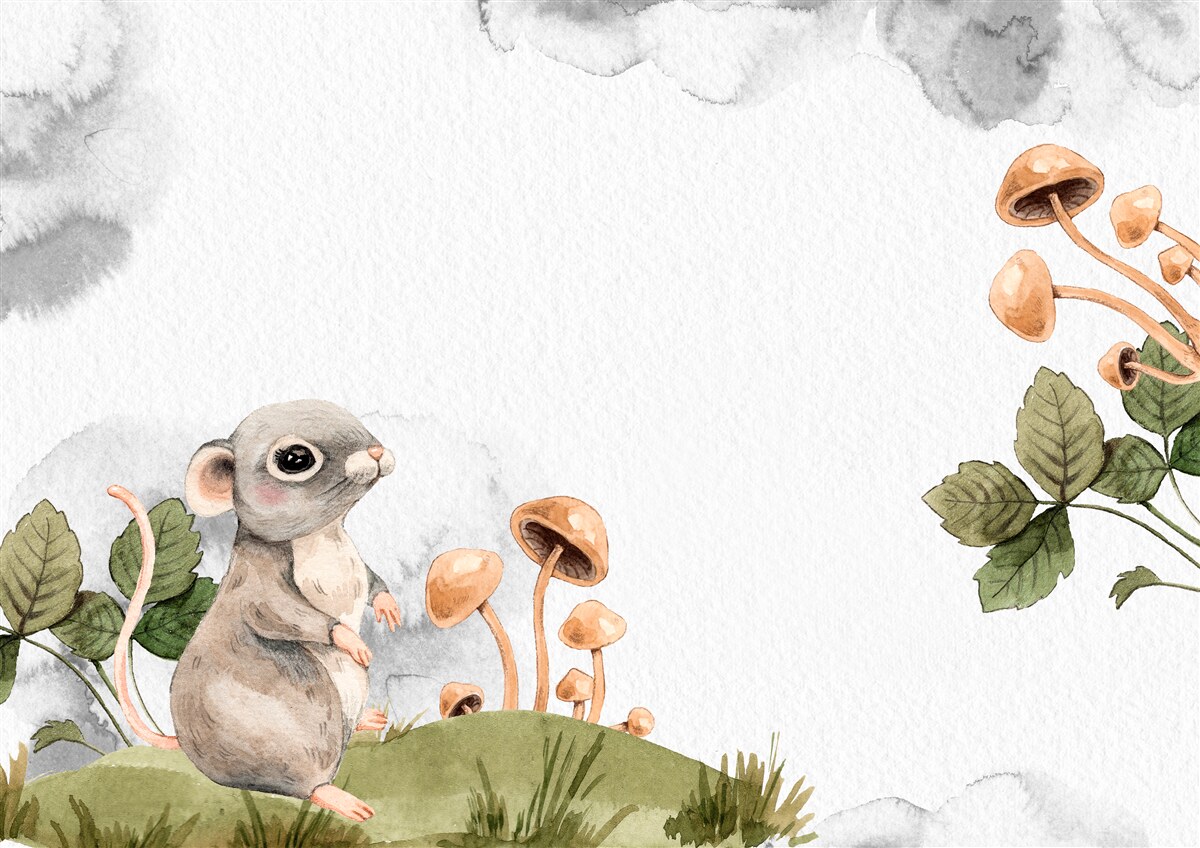 Papier peint La souris essaie de trouver un moyen d'obtenir un champignon.