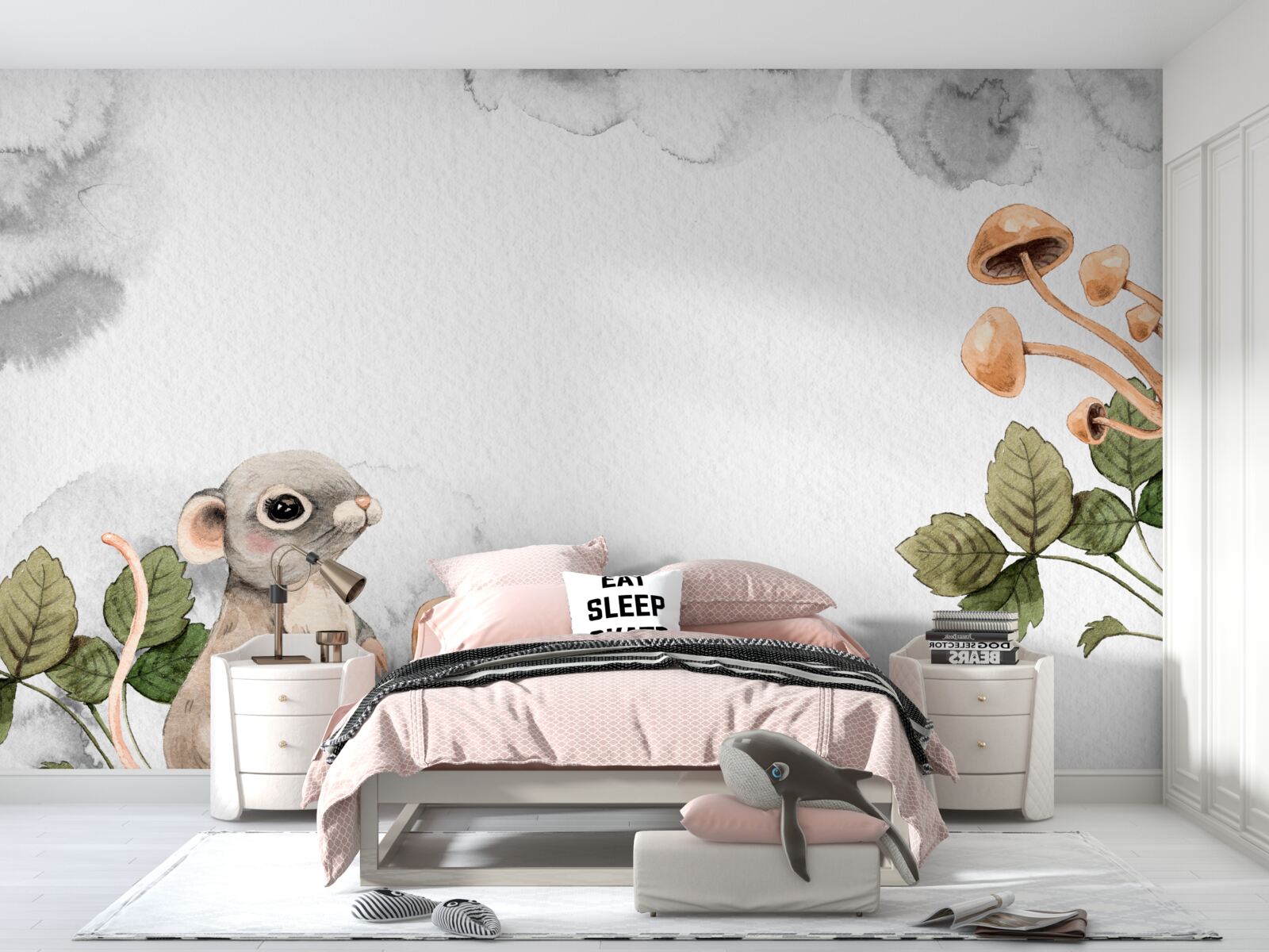 Papier peint La souris essaie de trouver un moyen d'obtenir un champignon.