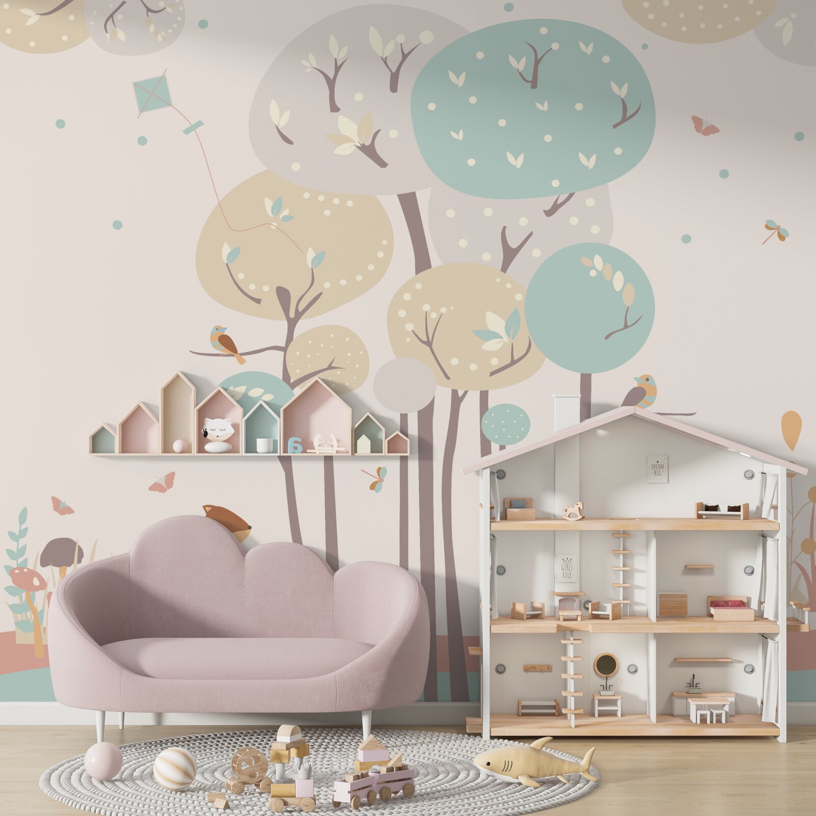 Papier peint les écureuils cherchent une cabane