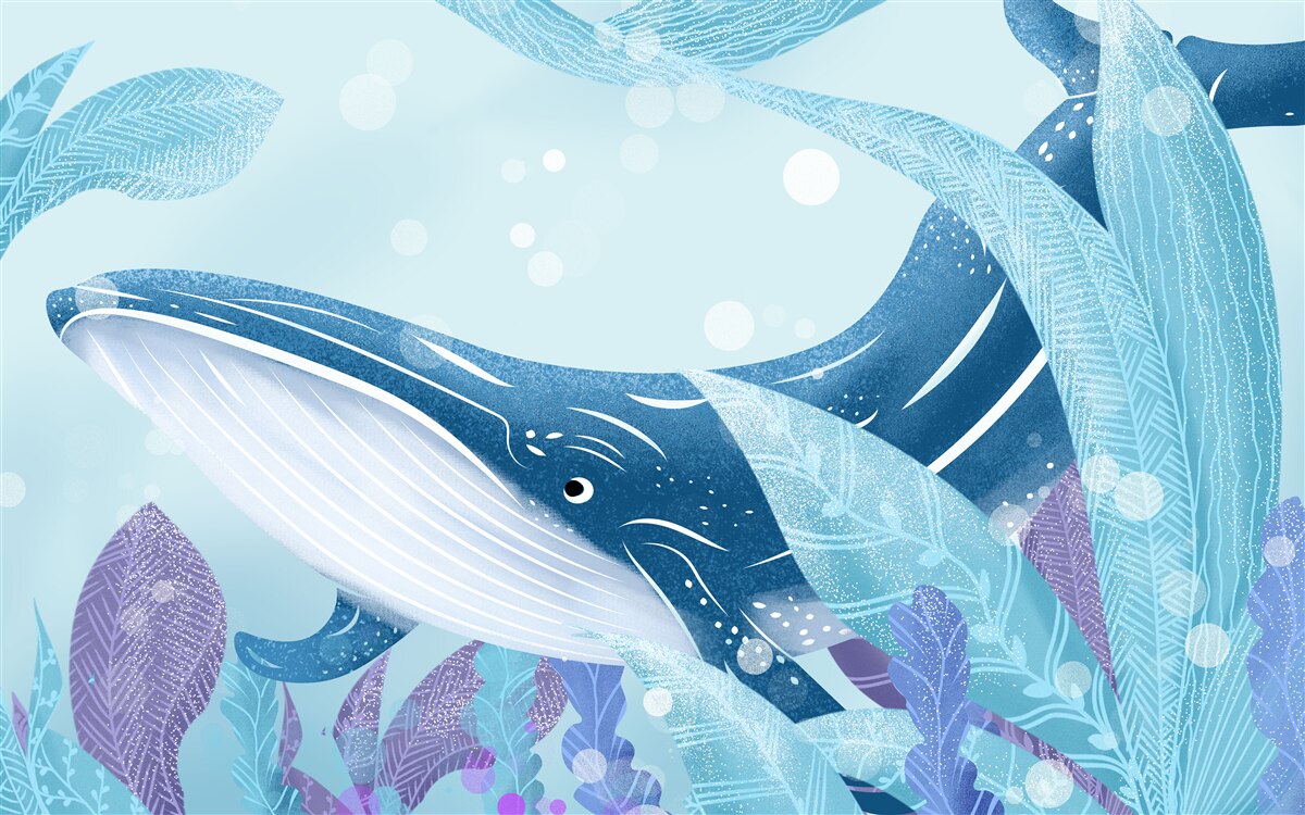 Papier peint un énorme cachalot se cache dans les feuilles