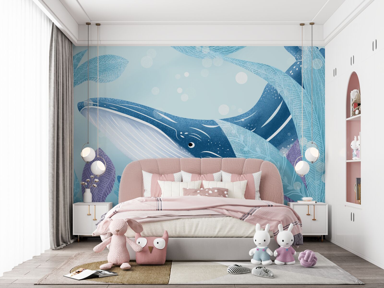 Papier peint un énorme cachalot se cache dans les feuilles