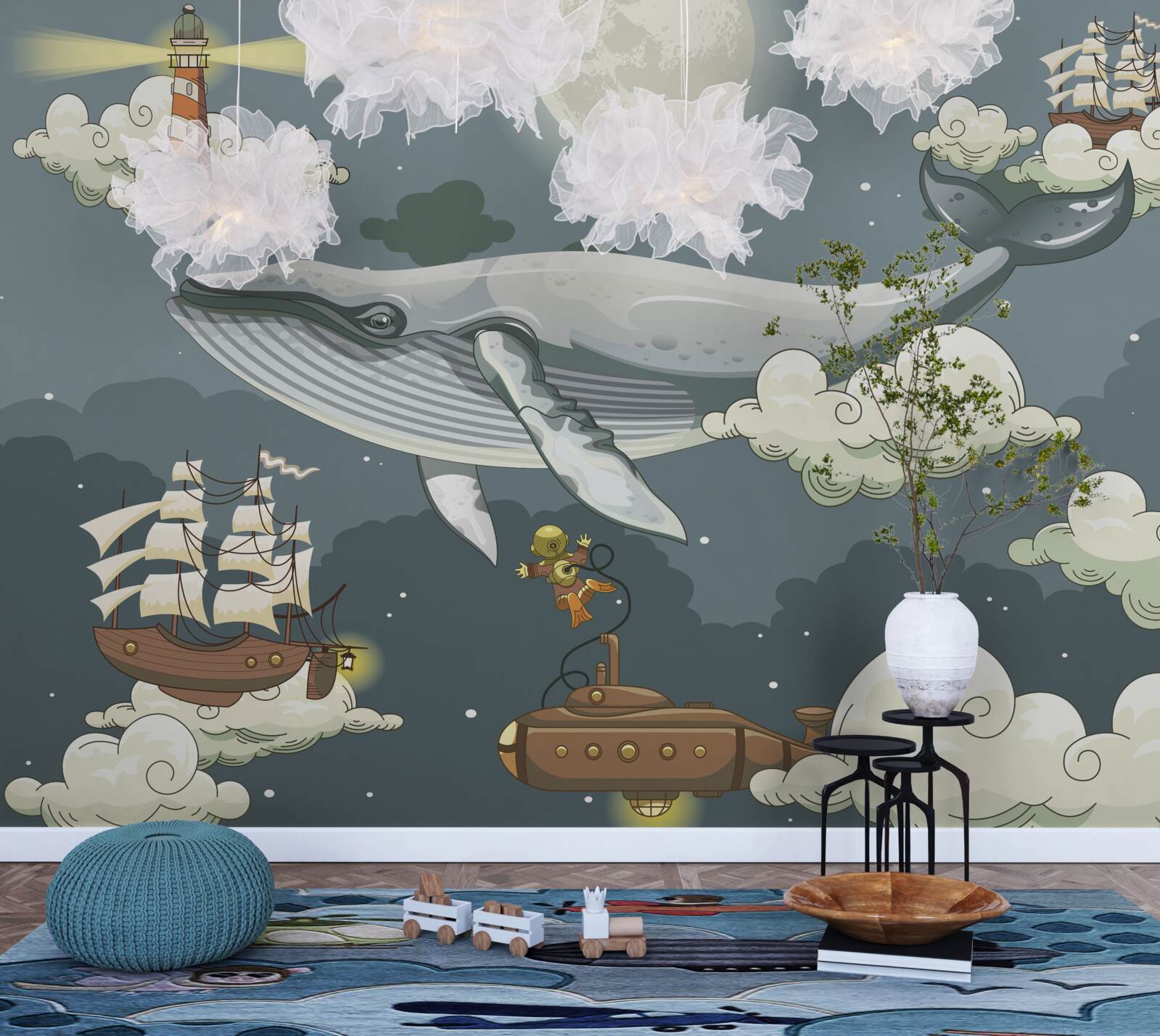 Papier peint des touristes sous-marins et une baleine