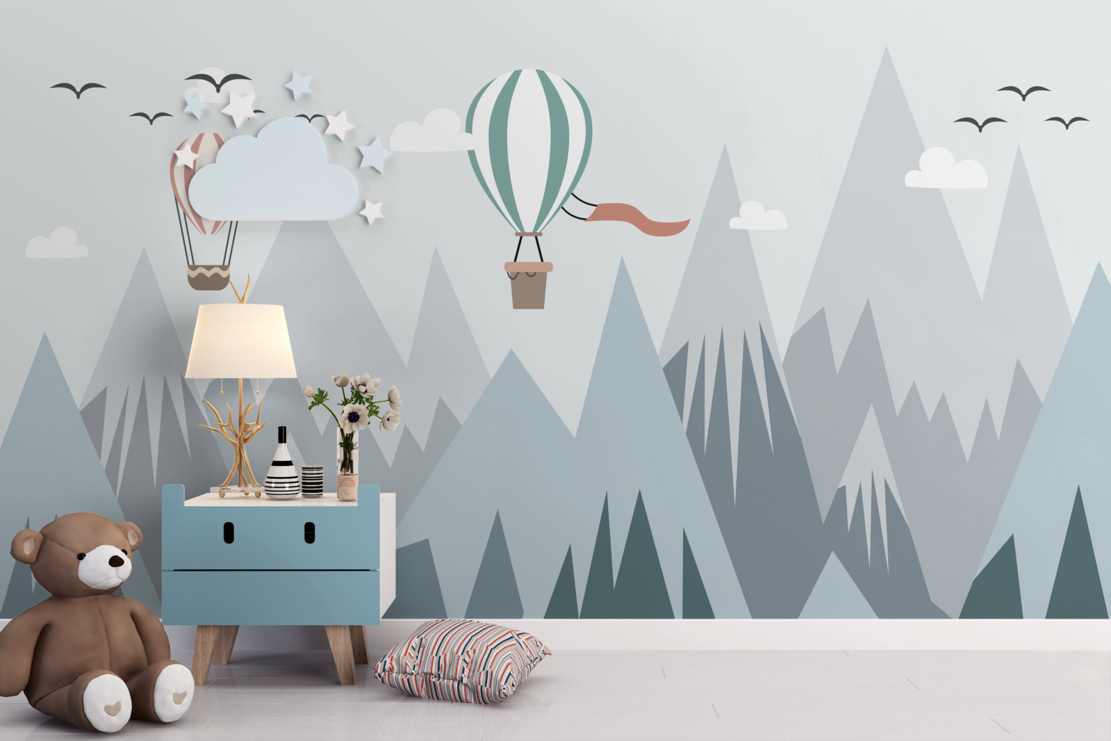 Papier peint des montgolfières survolent les montagnes