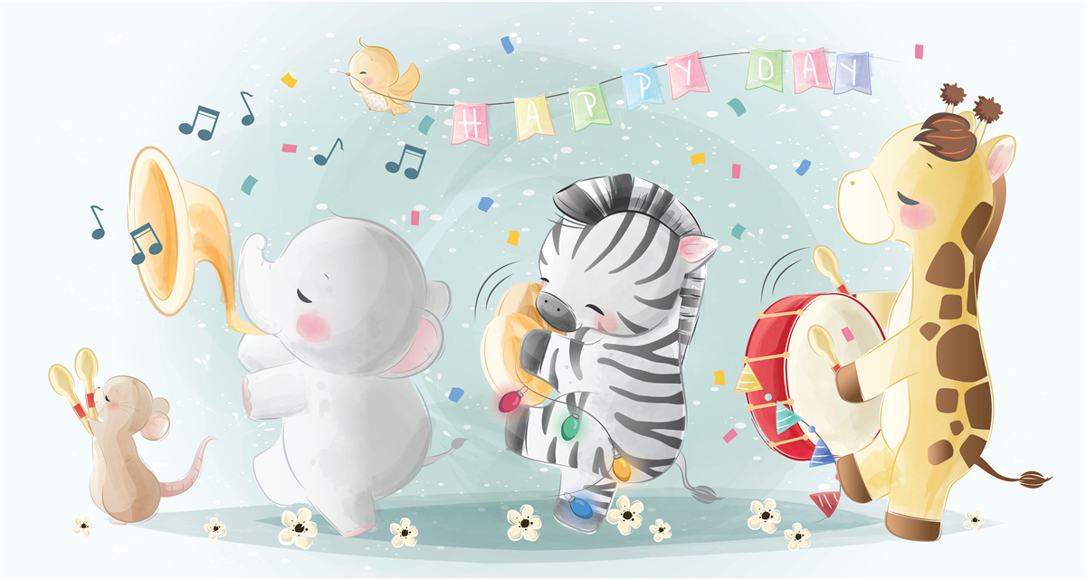 Papier peint groupe de jeunes artistes