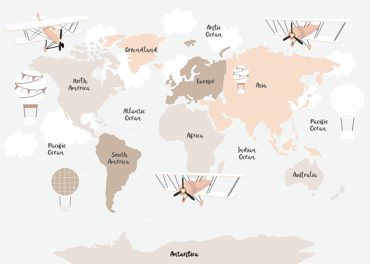 Papier peint noms des continents sur le globe