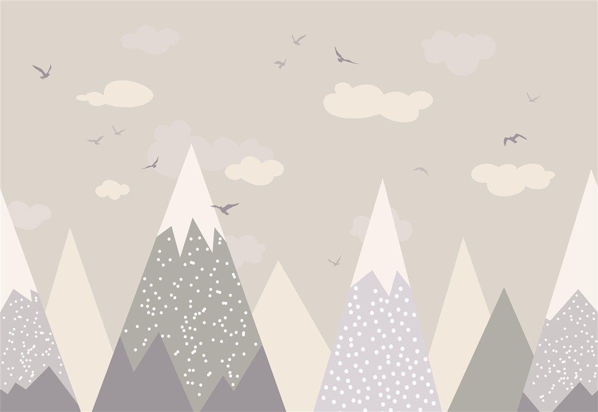 Papier peint sommets enneigés et oiseaux