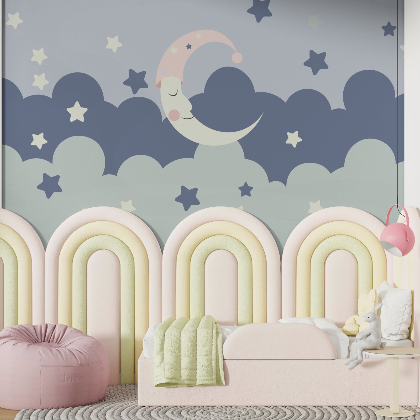 Papier peint la lune et les luminaires s'endorment