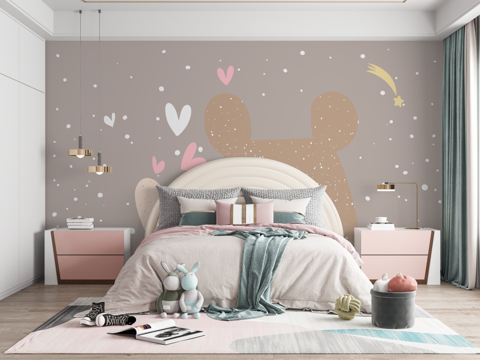 Papier peint le lapin et l'ours font la sieste