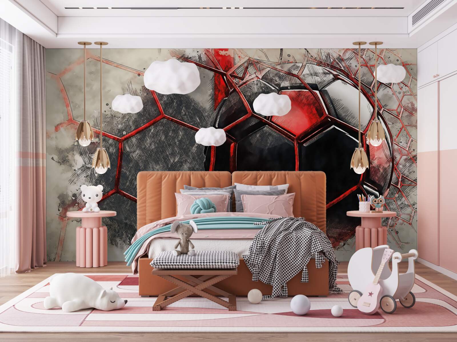 Papier peint le filet est déchiré par le ballon