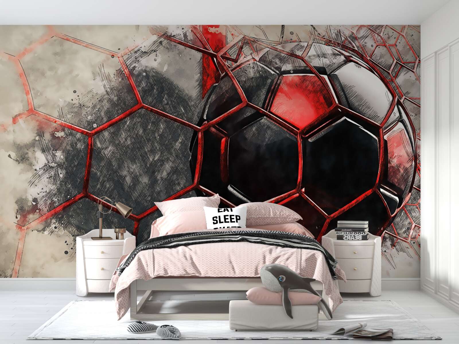 Papier peint le filet est déchiré par le ballon