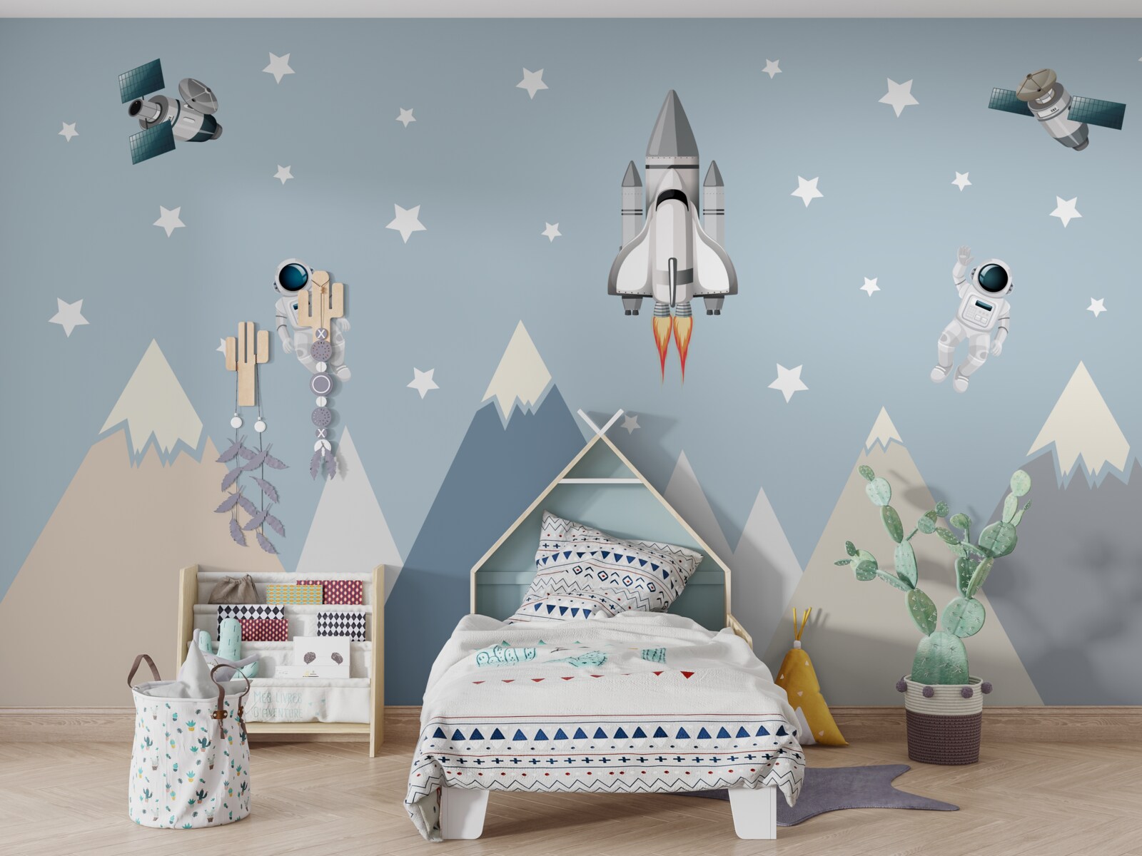 Papier peint des fusées et des astronautes ont survolé les montagnes