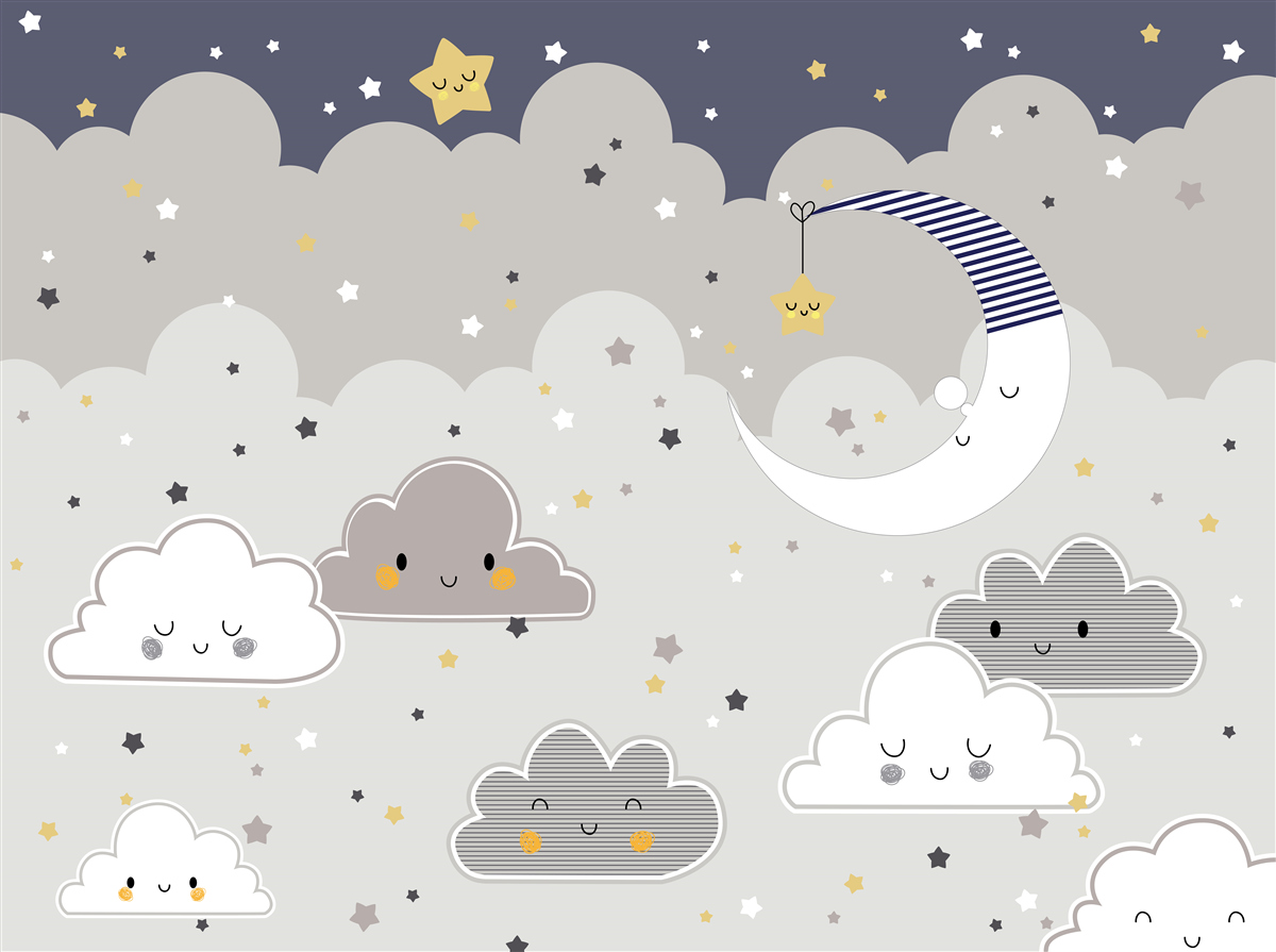 Papier peint les nuages et la lune s'endorment également