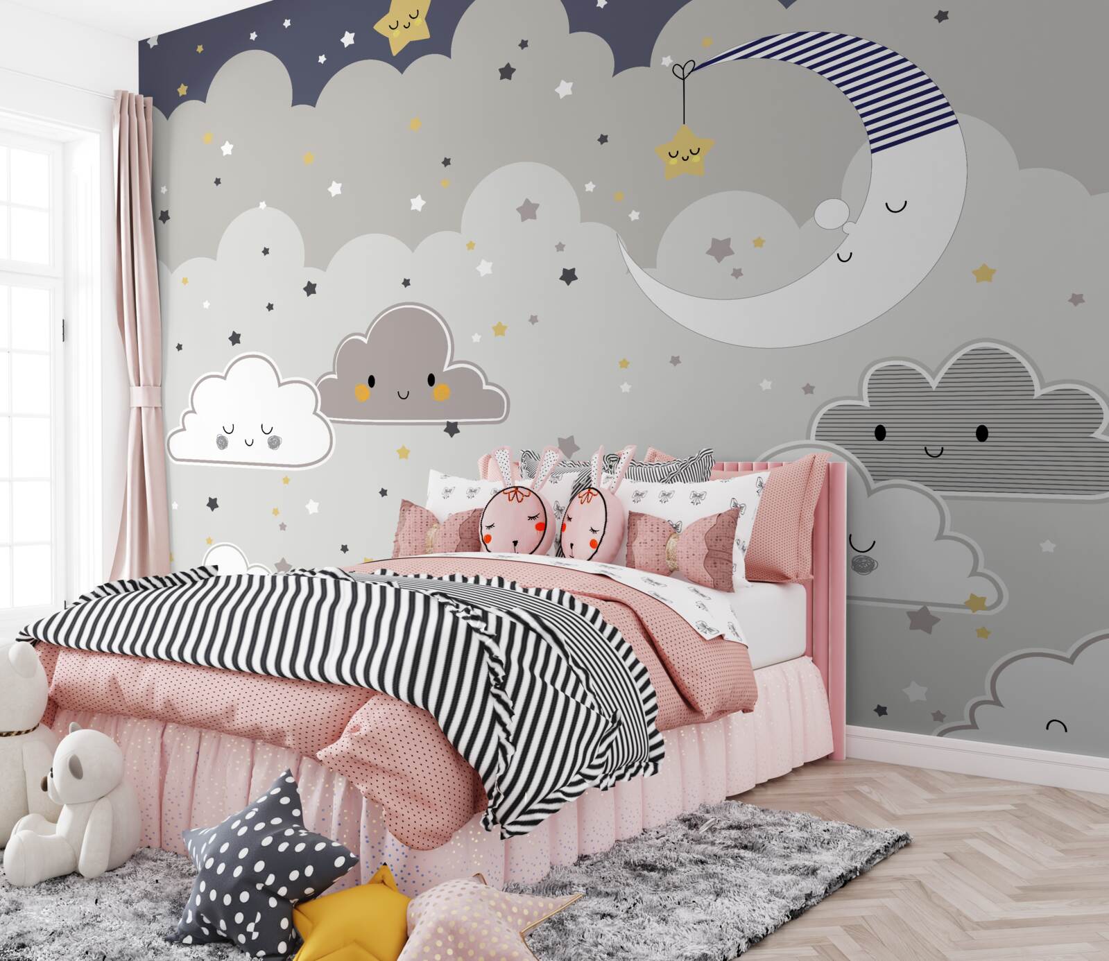 Papier peint les nuages et la lune s'endorment également