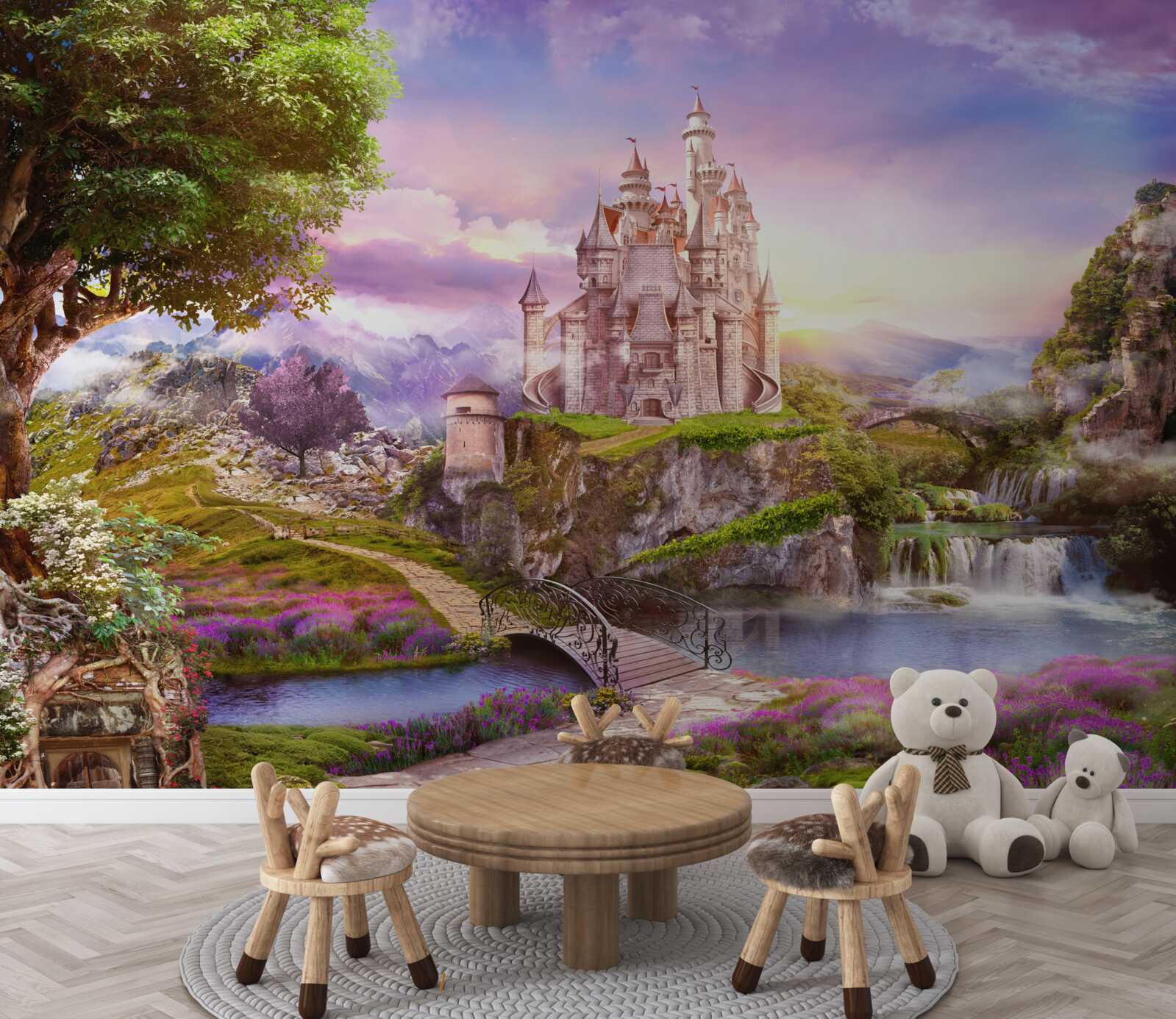 Papier peint de l'autre côté de la rivière se trouve une forteresse magique