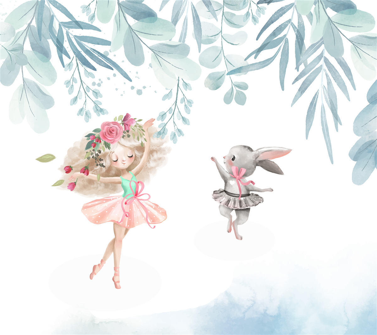 Papier peint la sorcière et son ami lapin