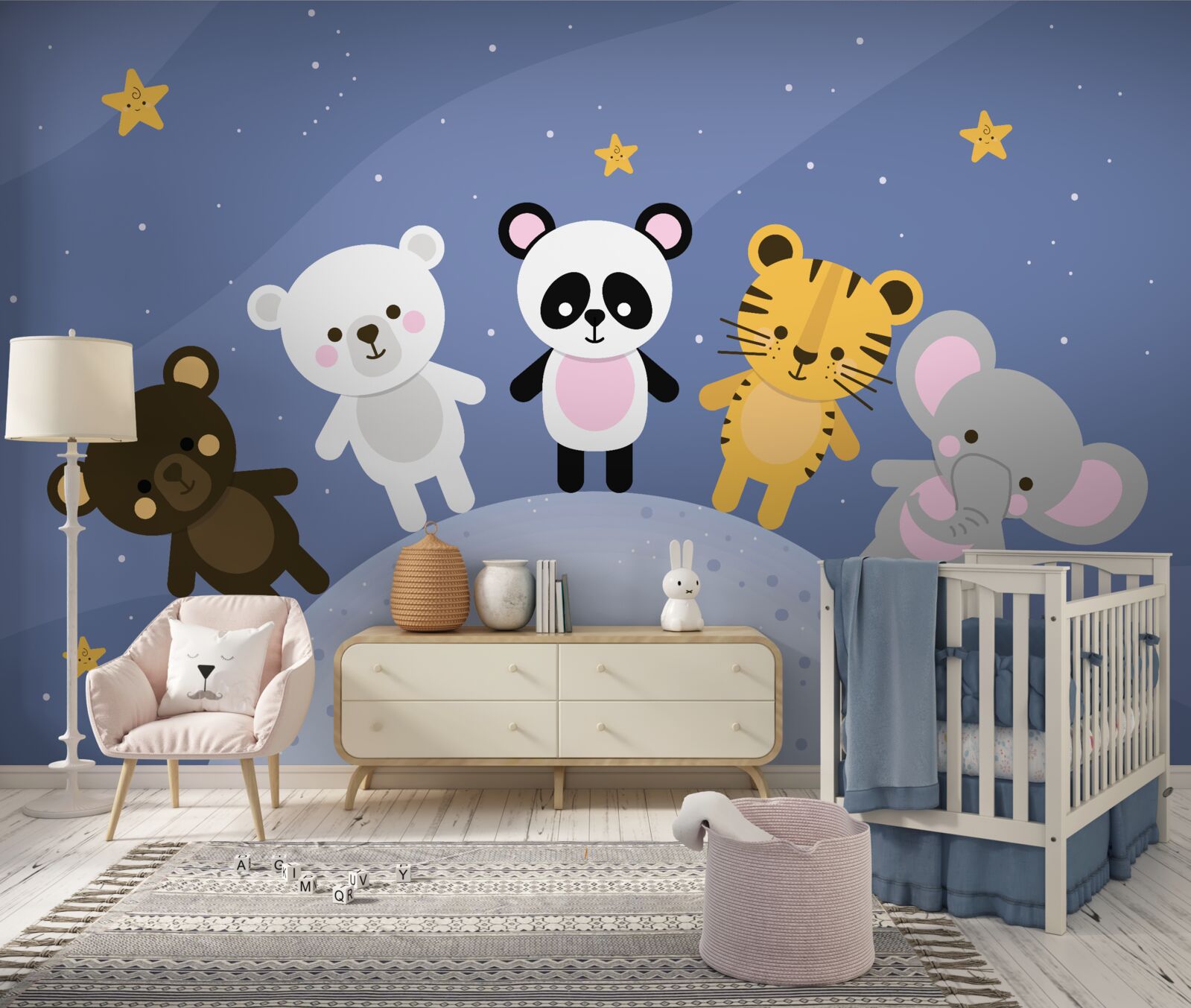 Papier peint des animaux vivant en harmonie les uns avec les autres