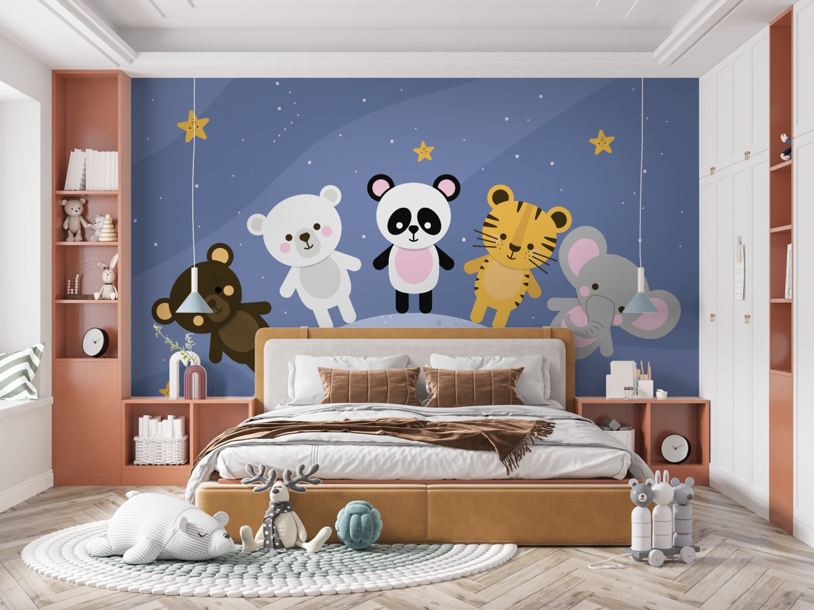 Papier peint des animaux vivant en harmonie les uns avec les autres