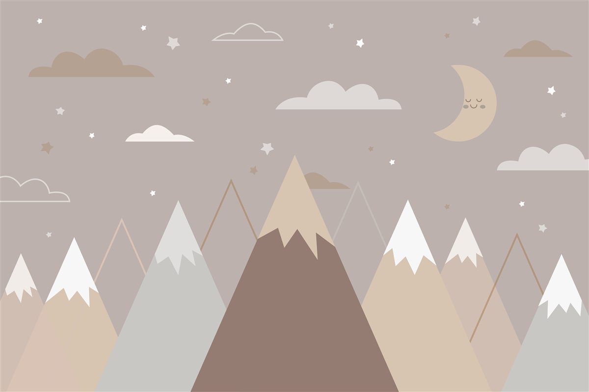 Papier peint la nuit s'étend sur les sommets enneigés