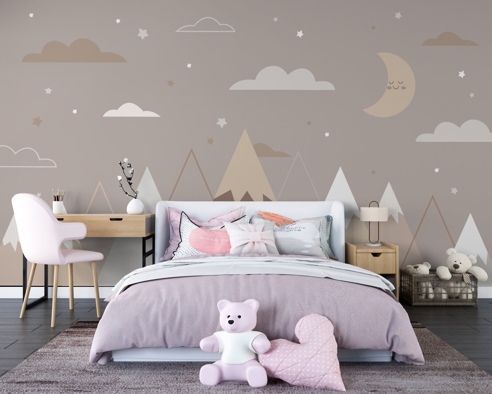 Papier peint la nuit s'étend sur les sommets enneigés