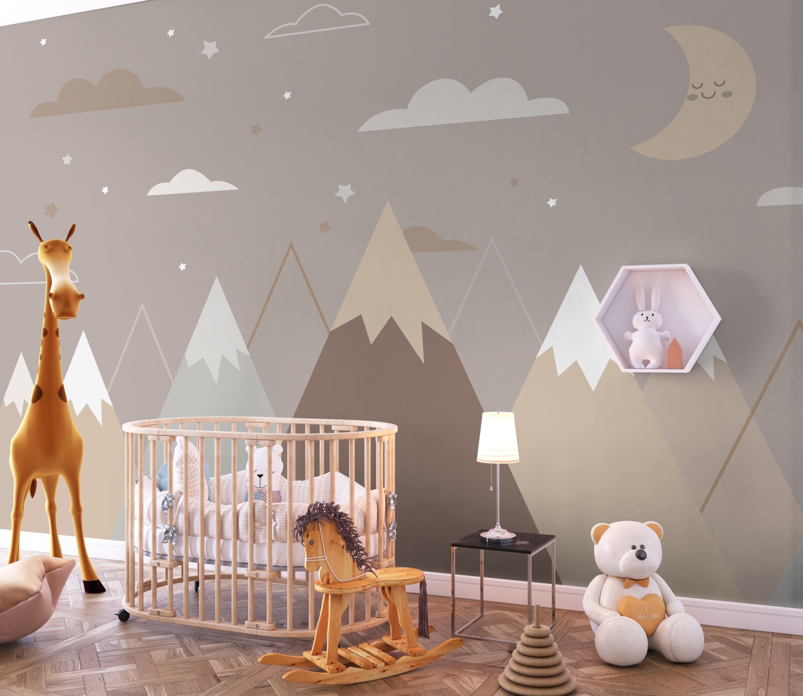 Papier peint la nuit s'étend sur les sommets enneigés