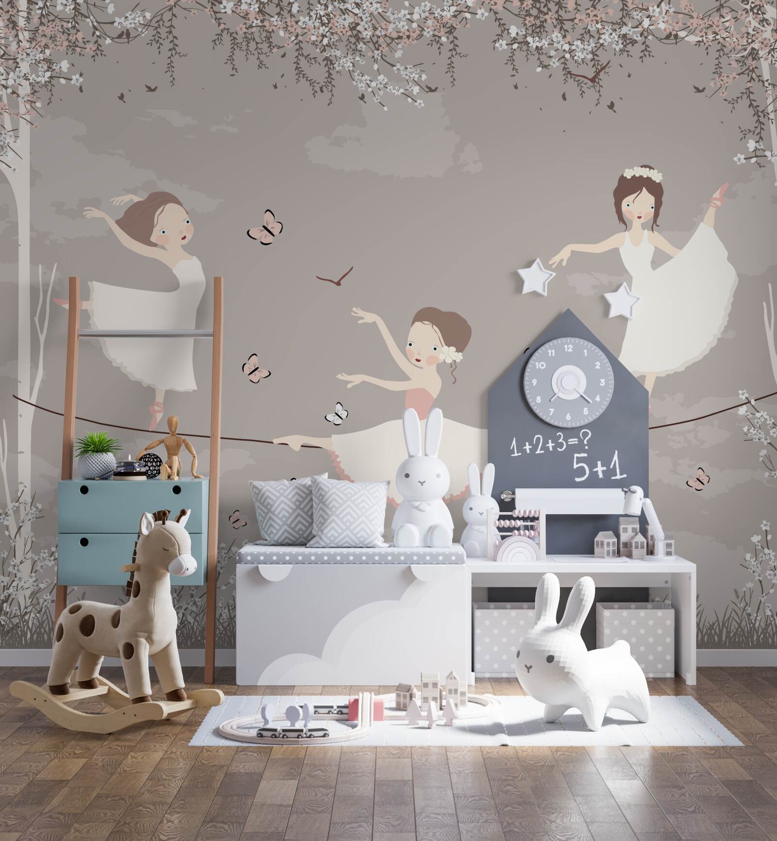 Papier peint filles acrobatiques sur une corde raide