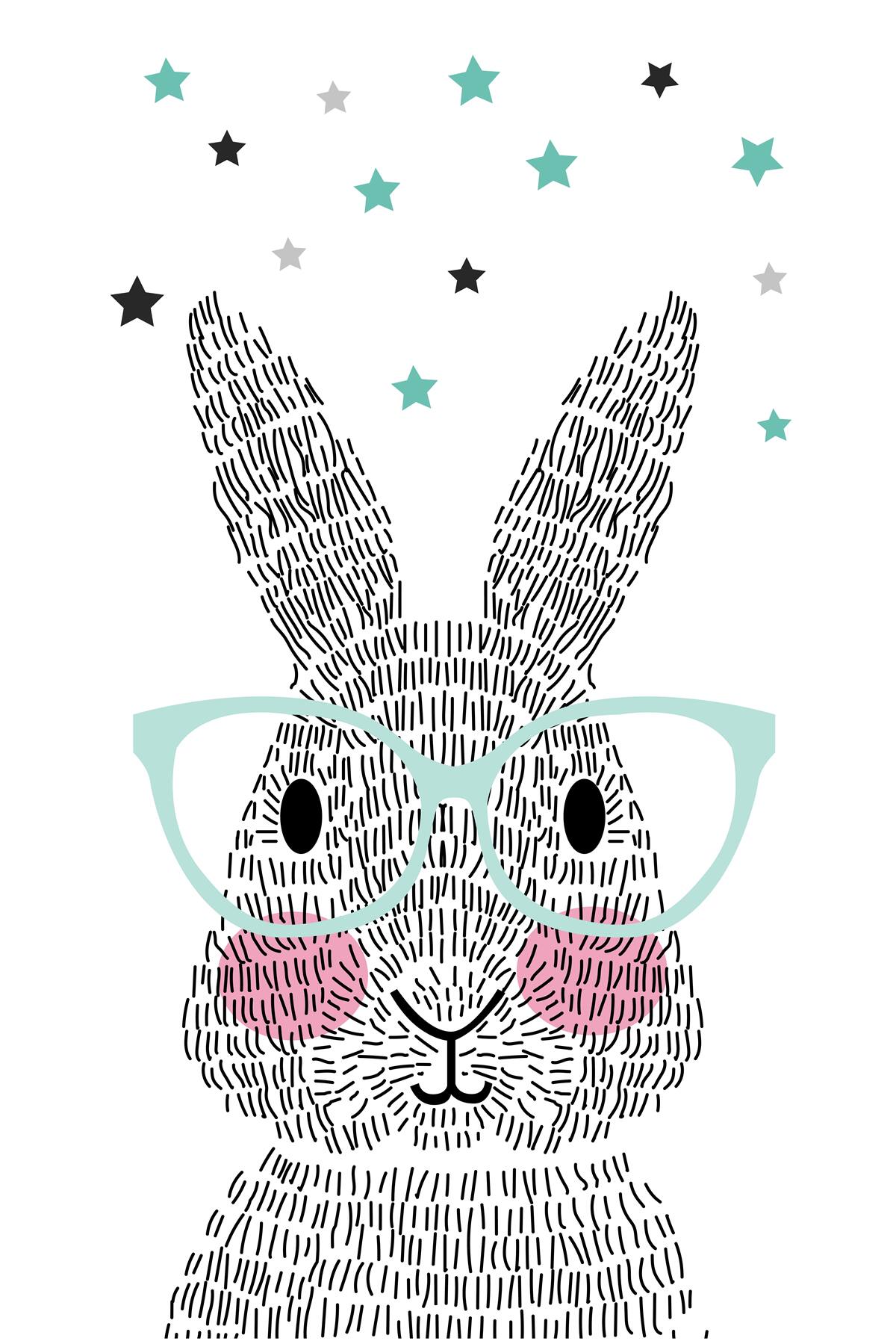 Papier peint lapin amorphe avec des lunettes