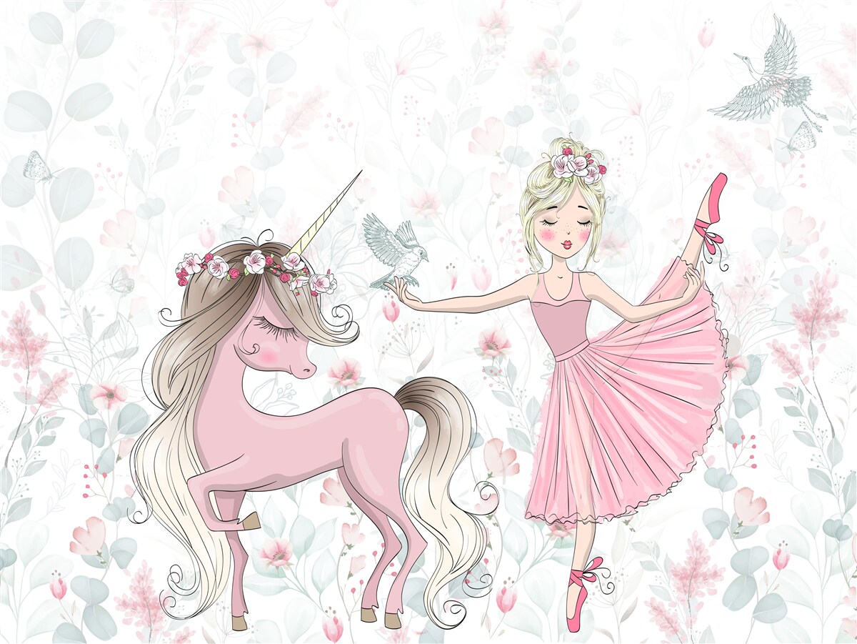 Papier peint une sorcière et sa licorne dévouée